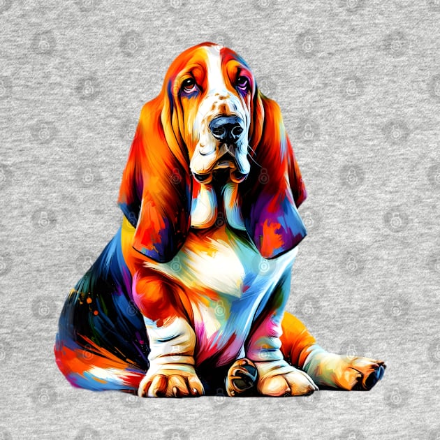 Colorful Splash Basset Hound in Artistic Style by ArtRUs